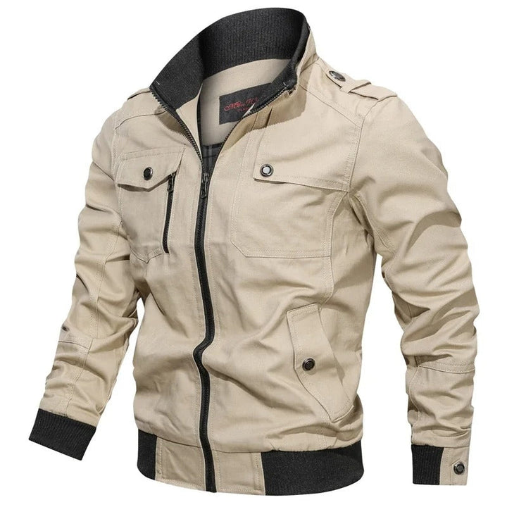 Men's lightweight collared summer jacket, perfect motorcycle-style outerwear for comfortable and stylish men's fashion.