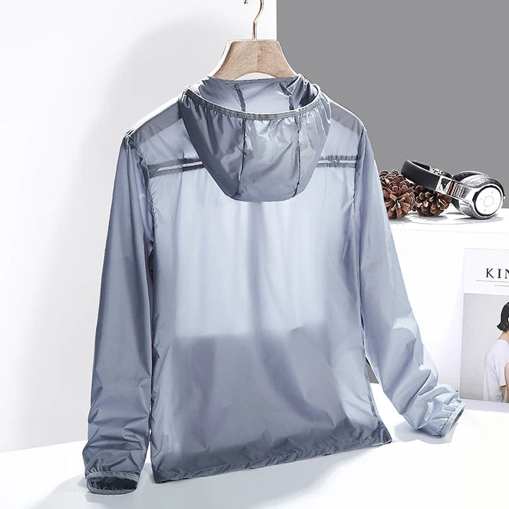 Men's versatile hiking windbreaker, offering sun protection and lightweight comfort for any outdoor trip.