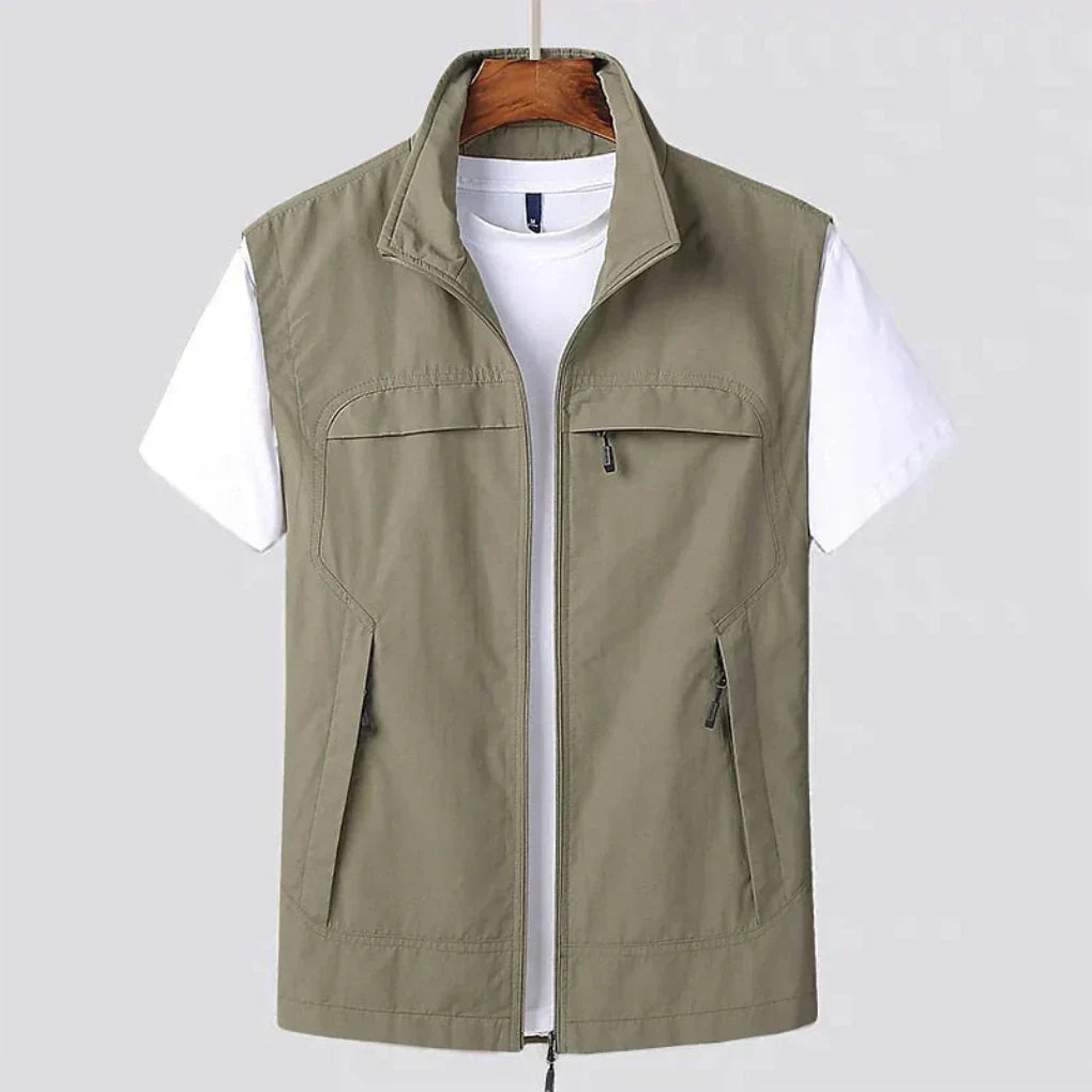 Durable men's lightweight hiking vest, a practical zip vest for outdoor activities & easy layering.
