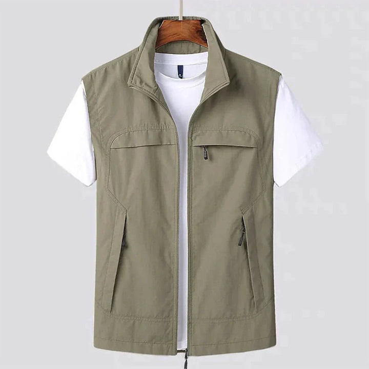 Durable men's lightweight hiking vest, a practical zip vest for outdoor activities & easy layering.