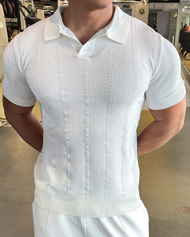 Active men's performance polo shirt, breathable short sleeve, comfortable for any activity.