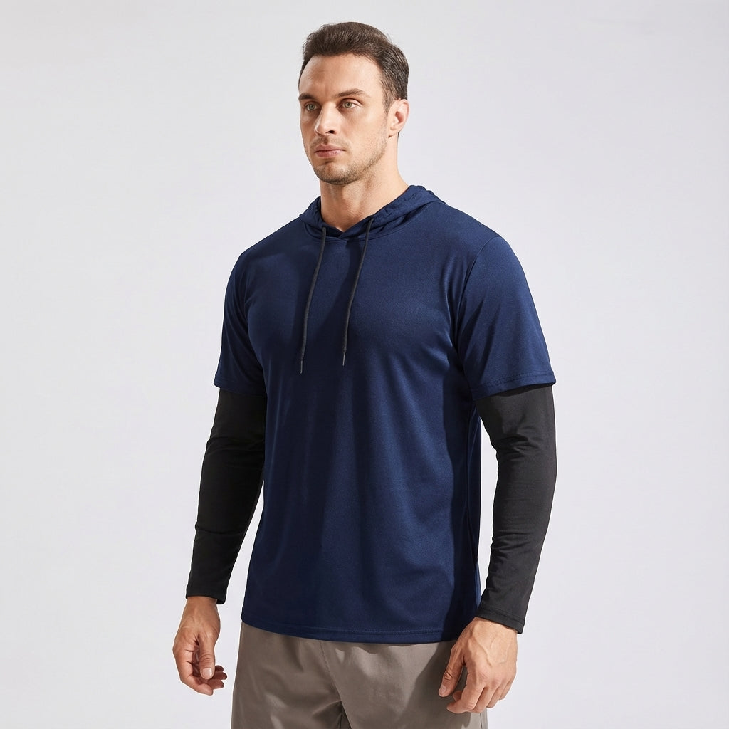 Alexander men's athletic training top with hood, breathable and performance-focused for active sports wear.