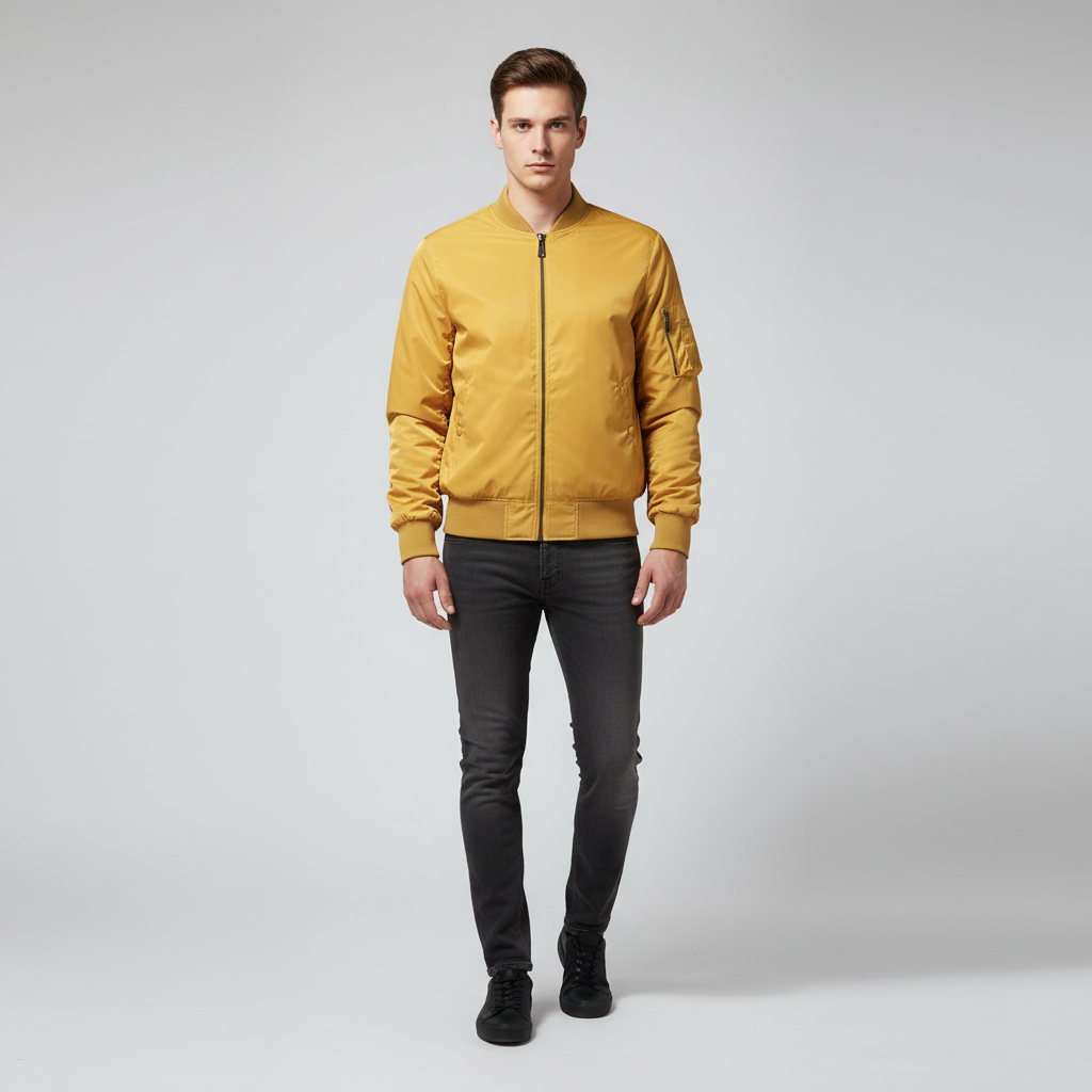 Side profile of the Lothar men's lightweight bomber jacket, ideal for autumn outerwear.