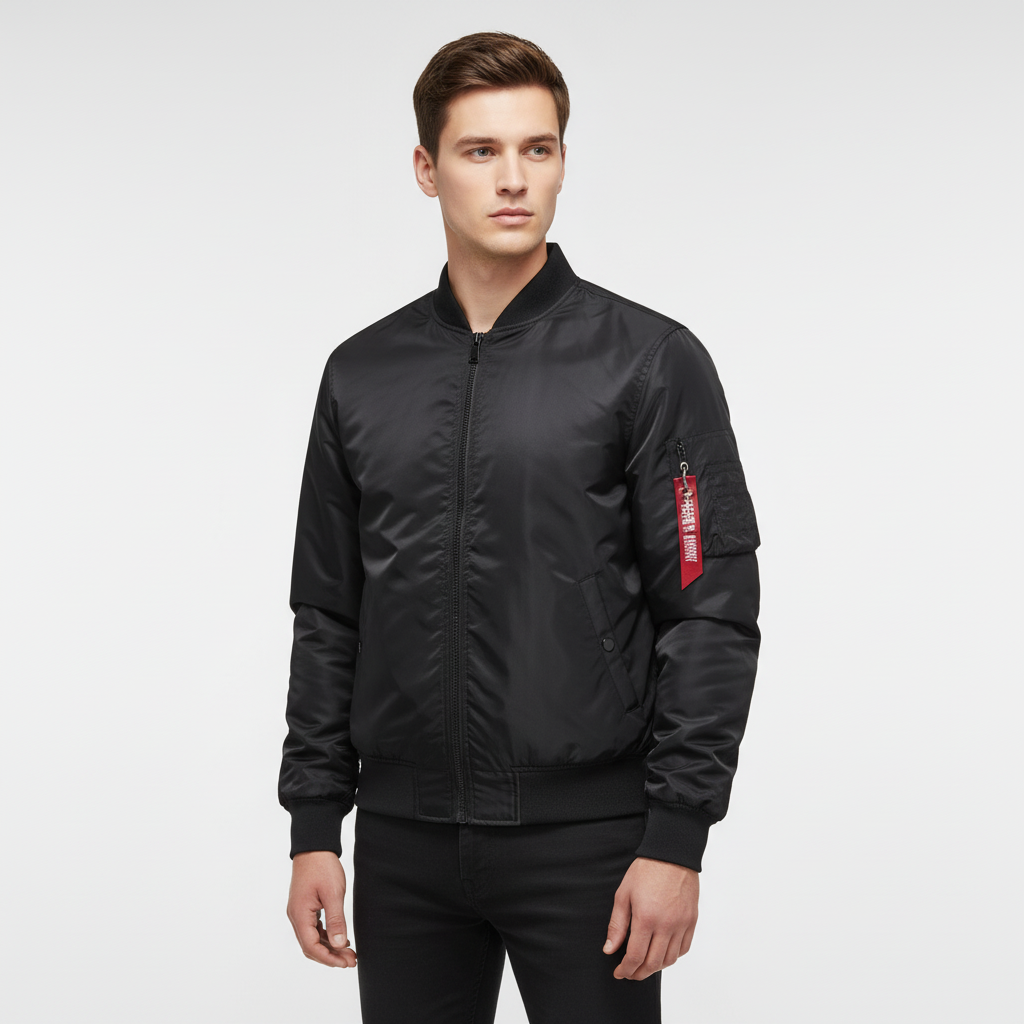 Men's casual jacket, Lothar, a polyester bomber with a stand-up collar, perfect for daily wear.