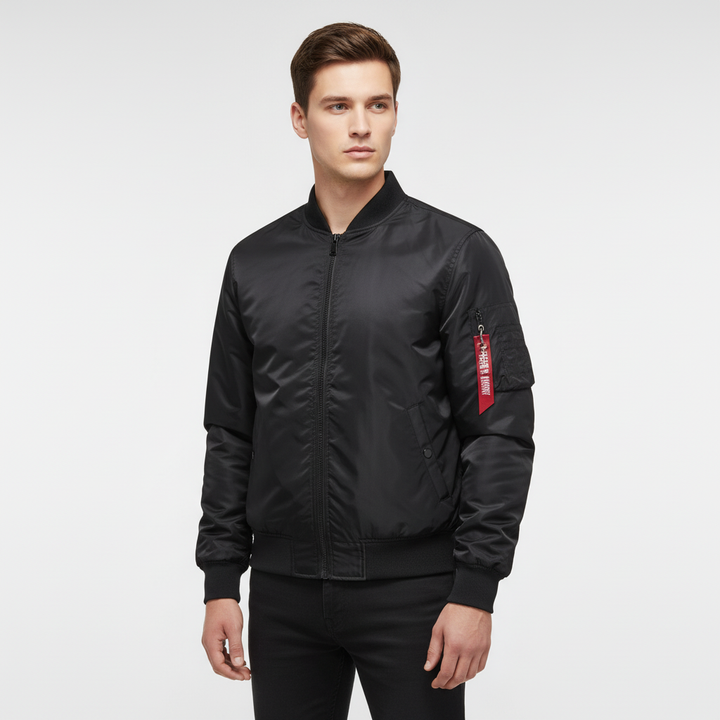 Men's casual jacket, Lothar, a polyester bomber with a stand-up collar, perfect for daily wear.