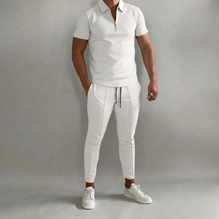 Men's training tracksuit, light gray athletic set suitable for both gym workouts and casual loungewear.