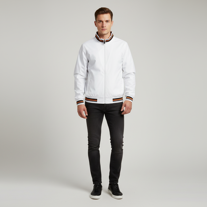 Casual men's autumn jacket, comfortable polyester with a practical zipper closure