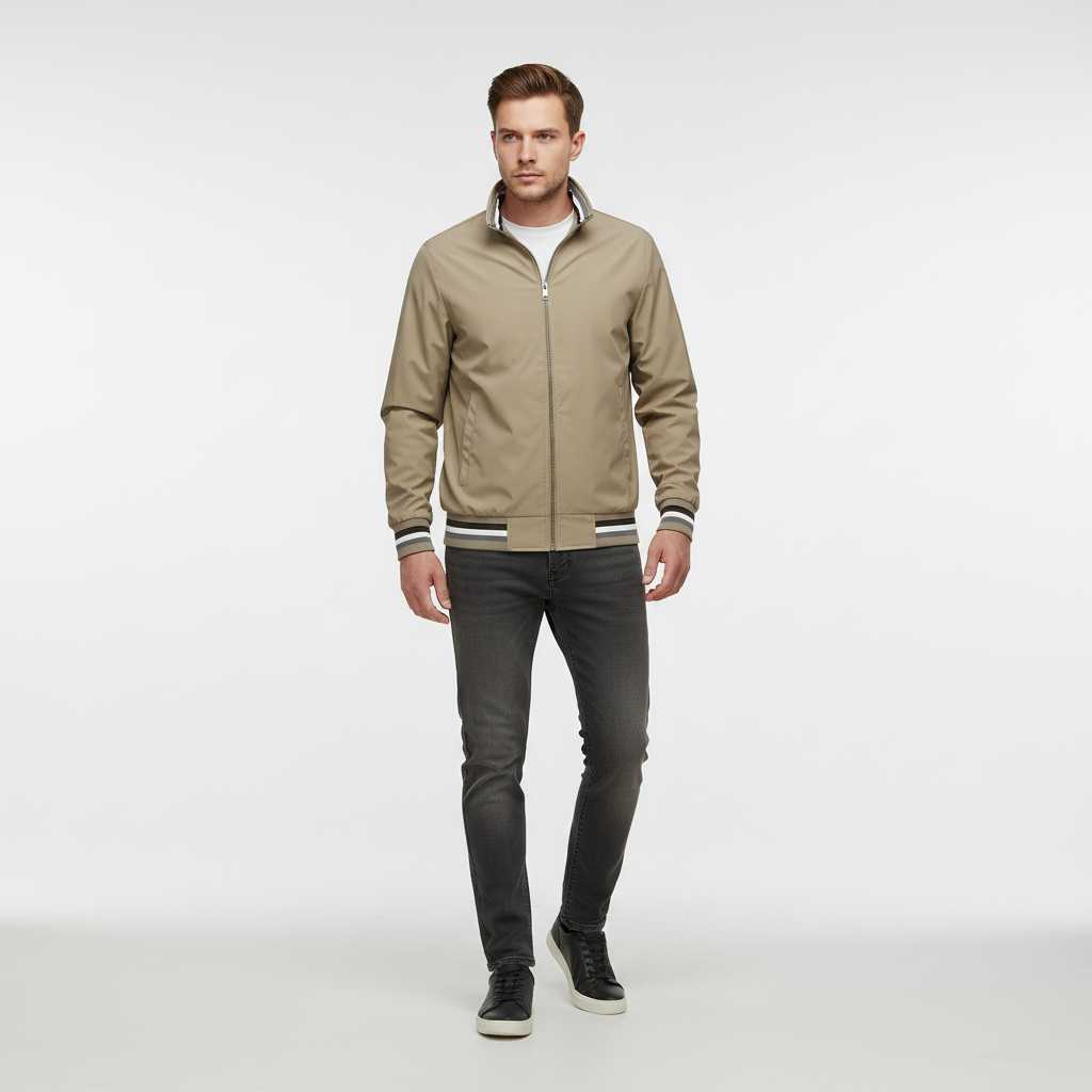Comfortable men's polyester jacket, a versatile and lightweight choice for winter