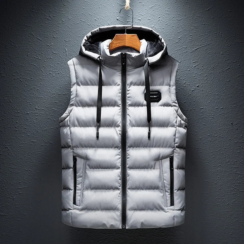 Versatile men's warm puffer vest, perfect for layering during autumn & mild winter days.