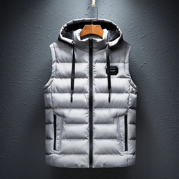 Versatile men's warm puffer vest, perfect for layering during autumn & mild winter days.