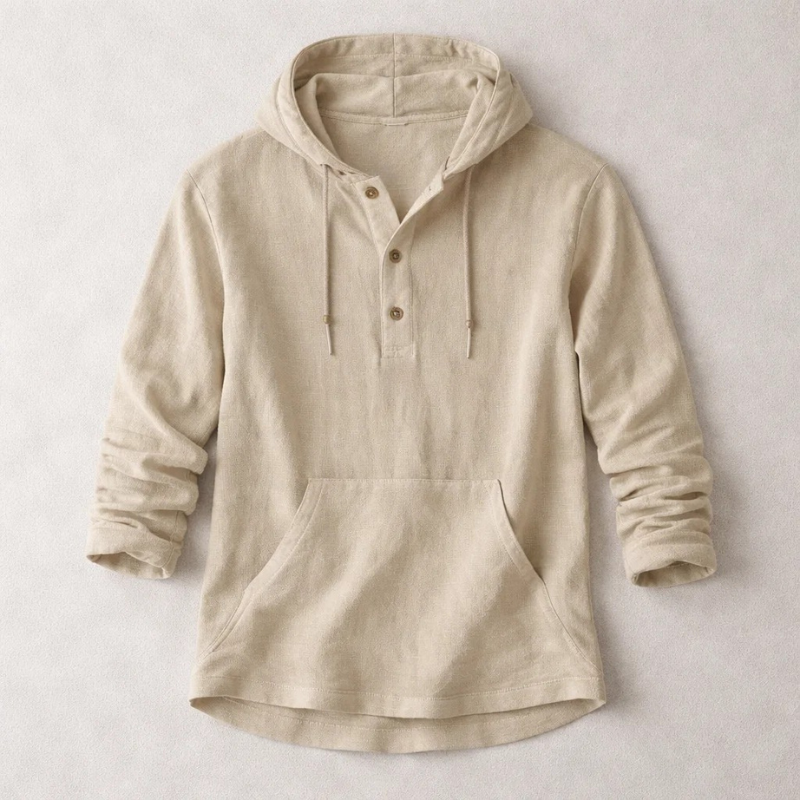 Casual men's lightweight hoodie shirt. Relaxed fit for spring fashion & summer style. Breathable long sleeve hooded top.