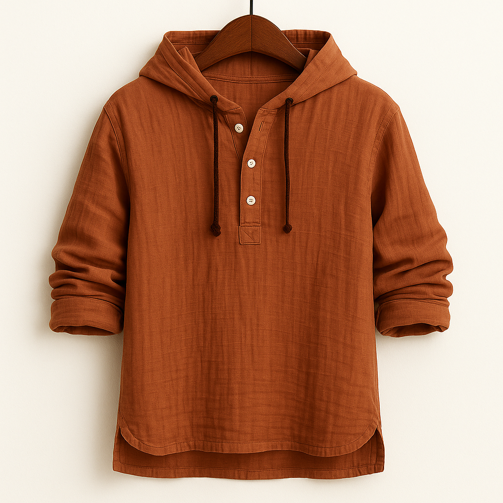 Stylish men's lightweight hoodie shirt with a relaxed fit, offering ultimate casual comfort for any spring or summer day.