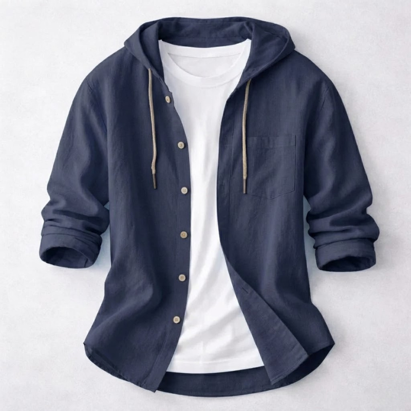 Men's lightweight, relaxed fit hoodie shirt in comfortable fabric for casual wear.