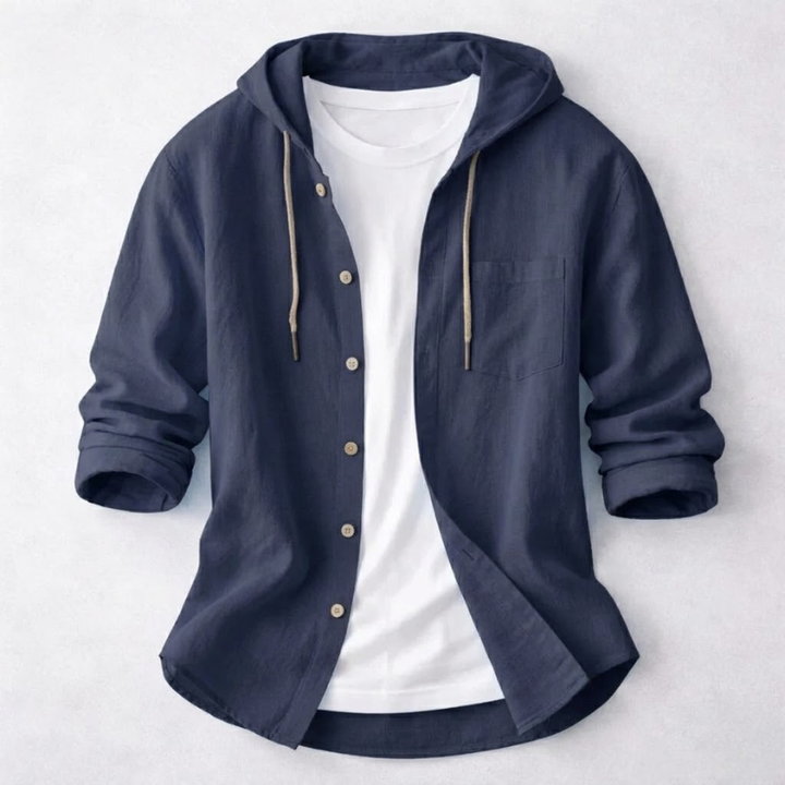 Men's lightweight, relaxed fit hoodie shirt in comfortable fabric for casual wear.