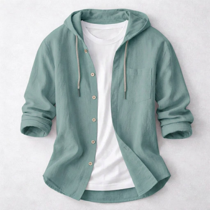 Comfortable, lightweight men's hoodie shirt; soft fabric with a relaxed fit for everyday casual style.