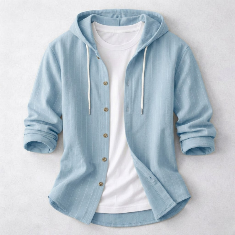 Men's lightweight relaxed fit pullover hoodie shirt for casual comfort. Ideal for spring and summer.