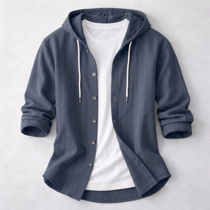 Comfortable men's lightweight pullover hoodie shirt with relaxed fit. Great for casual spring/summer style.