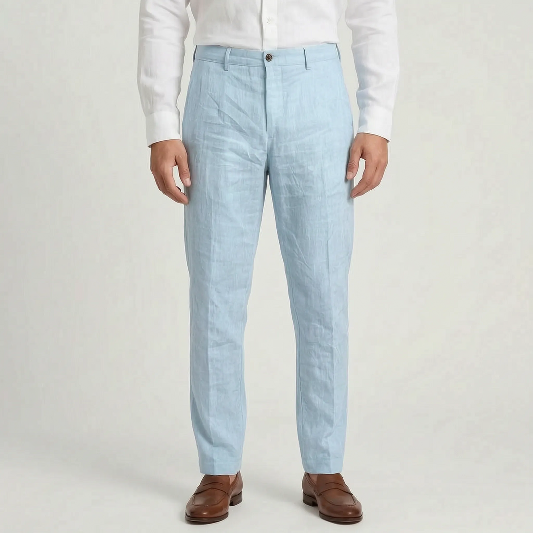 Men's mid-rise relaxed fit trousers, lightweight summer pants with button fly for ultimate comfort.