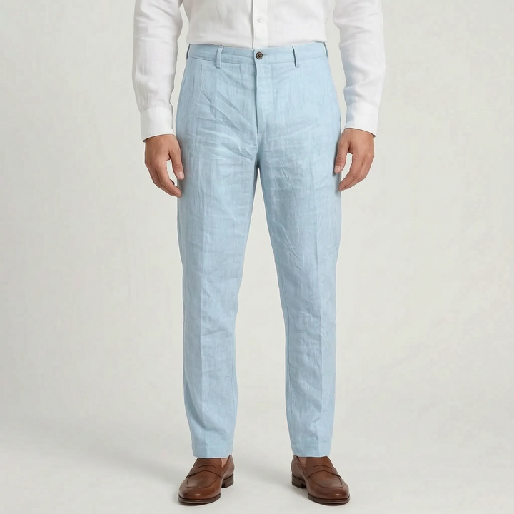 Men's mid-rise relaxed fit trousers, lightweight summer pants with button fly for ultimate comfort.