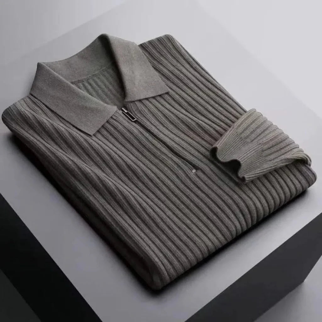 Lightweight & soft cotton blend men's ribbed knit polo, ensuring all-day comfort and style.