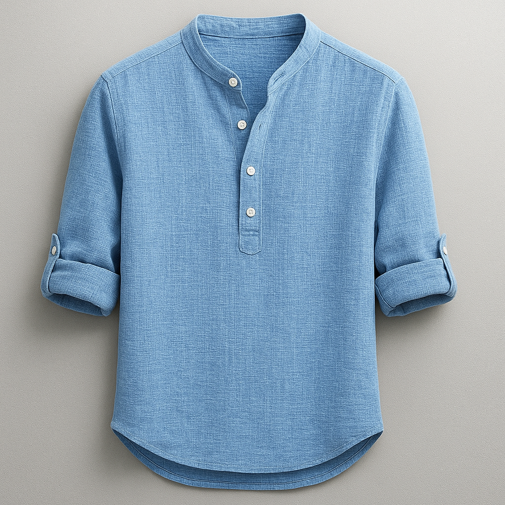 Men's lightweight short sleeve henley shirt, comfortable & stylish, perfect for casual everyday wear.