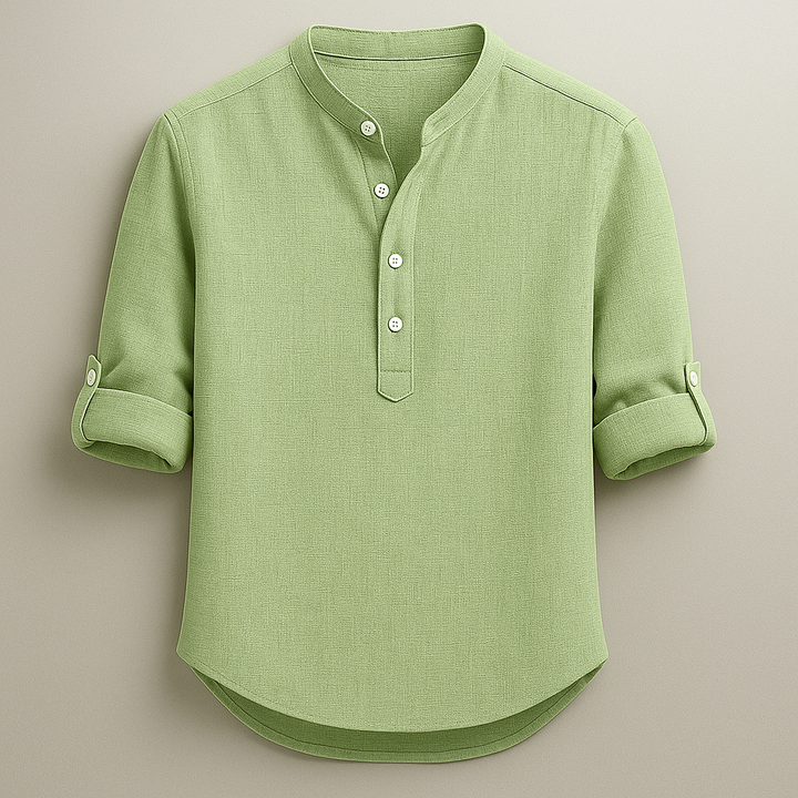 Men's summer henley shirt, lightweight short sleeve design, perfect for spring fashion & resort wear.
