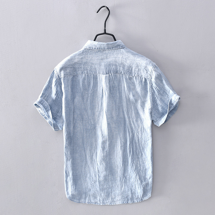 Casual men's short-sleeve summer shirt, lightweight, relaxed fit, button-front style for warm weather.