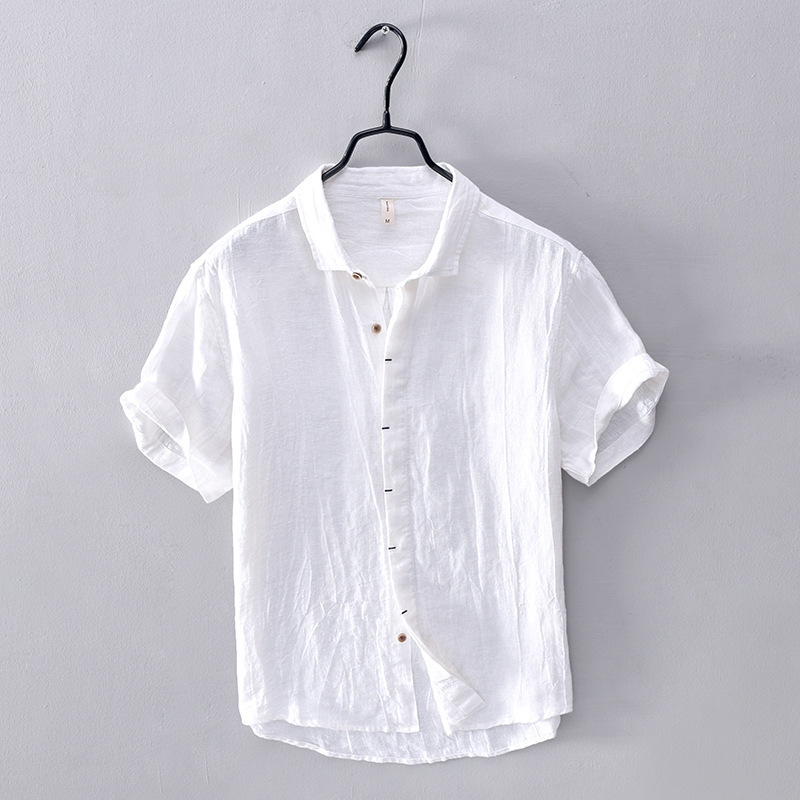Lightweight men's short-sleeve summer top. Relaxed fit, button-front design. Ideal for casual warm-weather style.