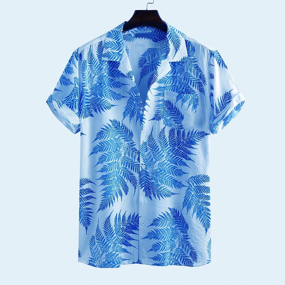 Men's lightweight short-sleeve summer shirt. Features a modern cut, ideal for casual warm weather fashion.