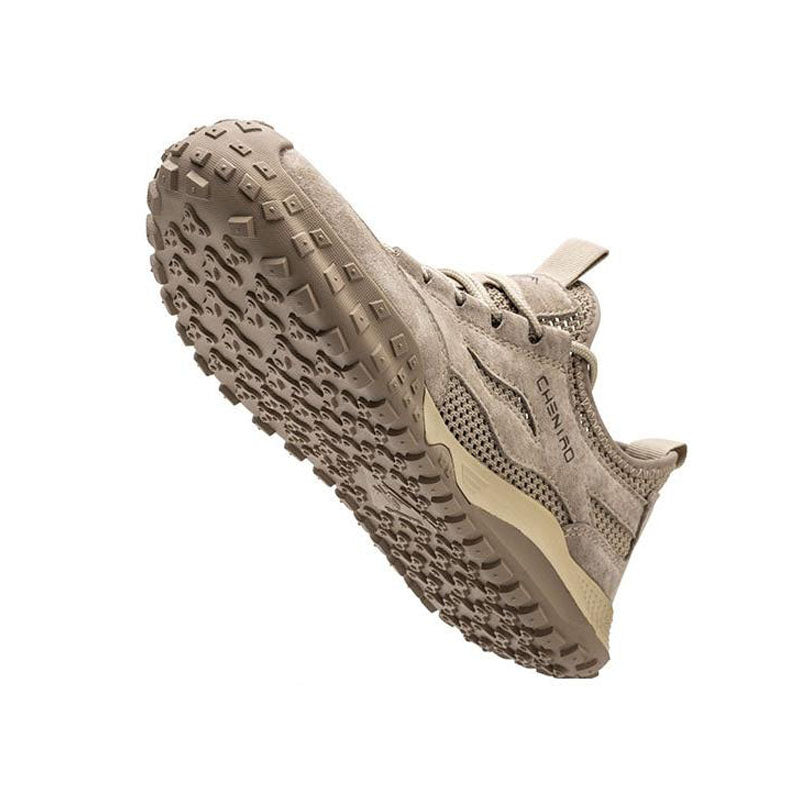 Black men's lightweight steel toe work shoes, puncture resistant & non-slip for safety.