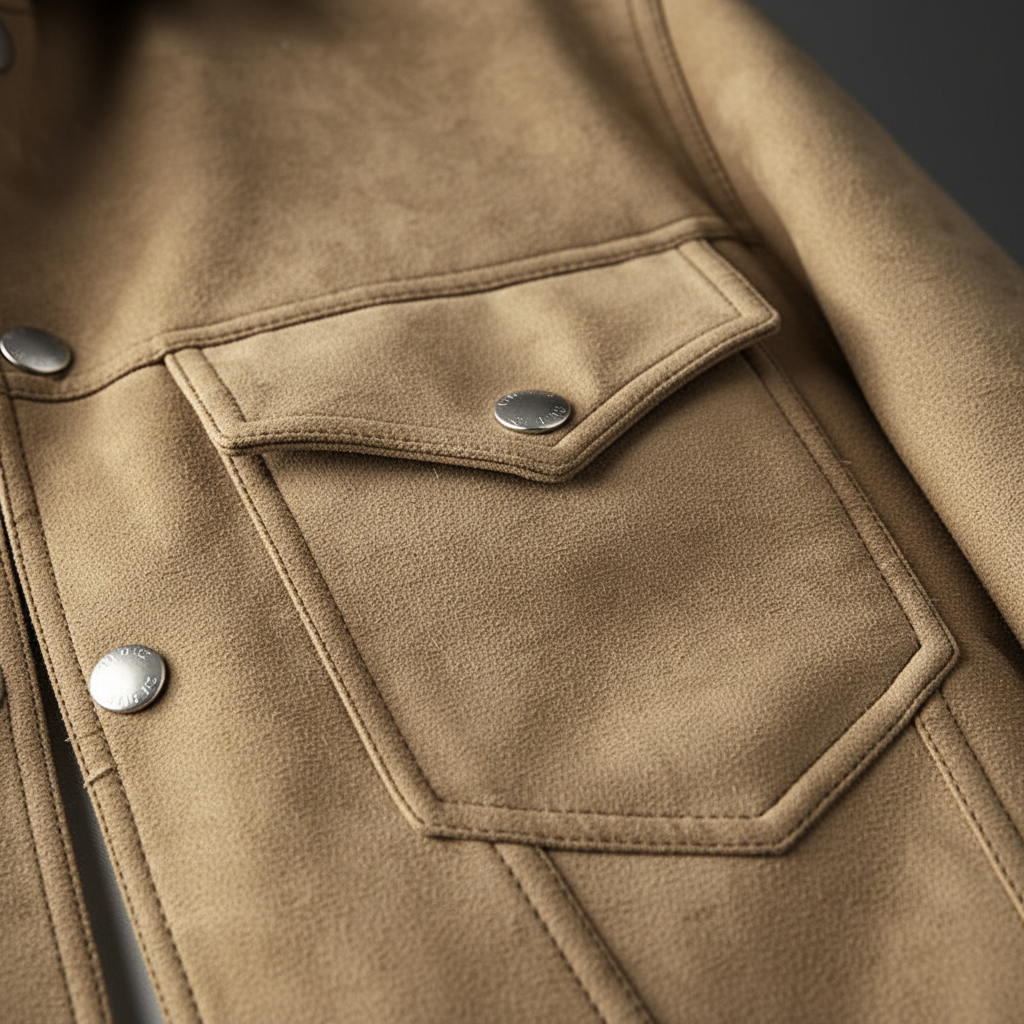 Casual men's autumn jacket, lightweight suede-look material, stylish transitional wear.