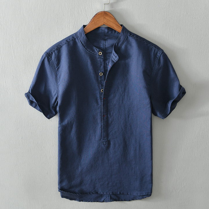 Men's lightweight summer button-up shirt in a relaxed fit, perfect for warm weather and casual style.