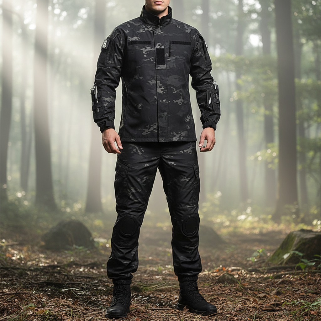 Men's lightweight tactical outdoor clothing set for hiking, breathable & weatherproof.