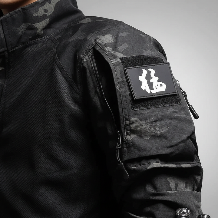 Men's hiking set, lightweight & weatherproof for outdoor adventures, breathable fabric.