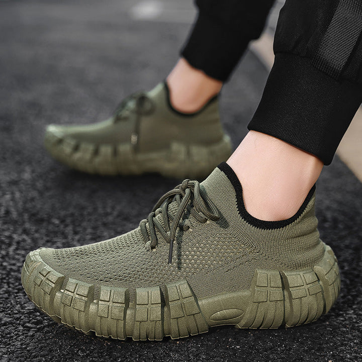 Athletic men's agility sneakers, lightweight design in khaki, green, or black for versatile training.