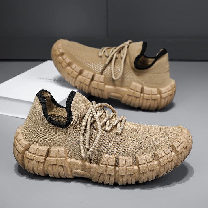 Khaki men's lightweight urban agility sneakers, perfect for comfortable walking and casual outfits.
