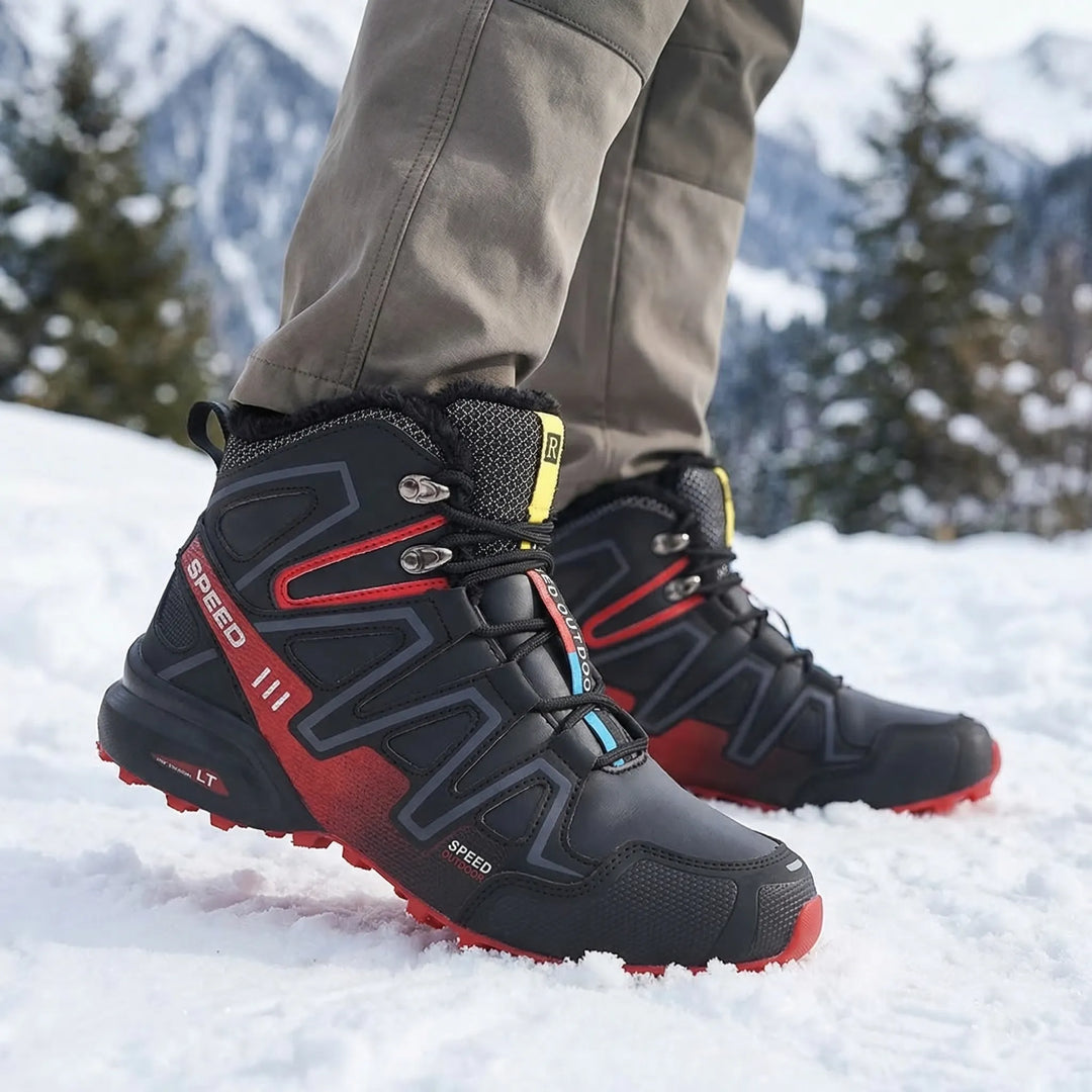 Men's lightweight winter hiking boots, ideal for cold weather trails. Waterproof & insulated.