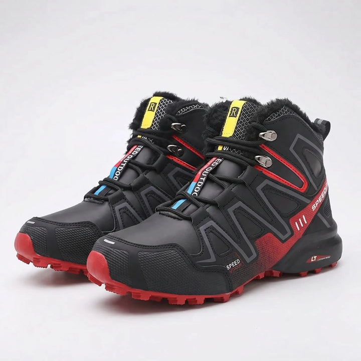 Durable men's winter snow boots with superior traction for outdoor hiking. Waterproof & insulated footwear.