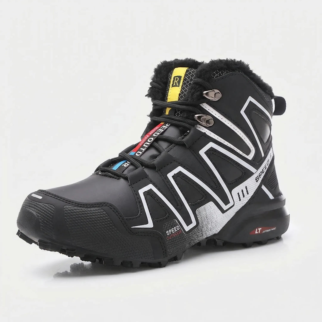 Rugged men's lightweight winter hiking boots, offering insulated warmth, waterproof protection & reliable traction.