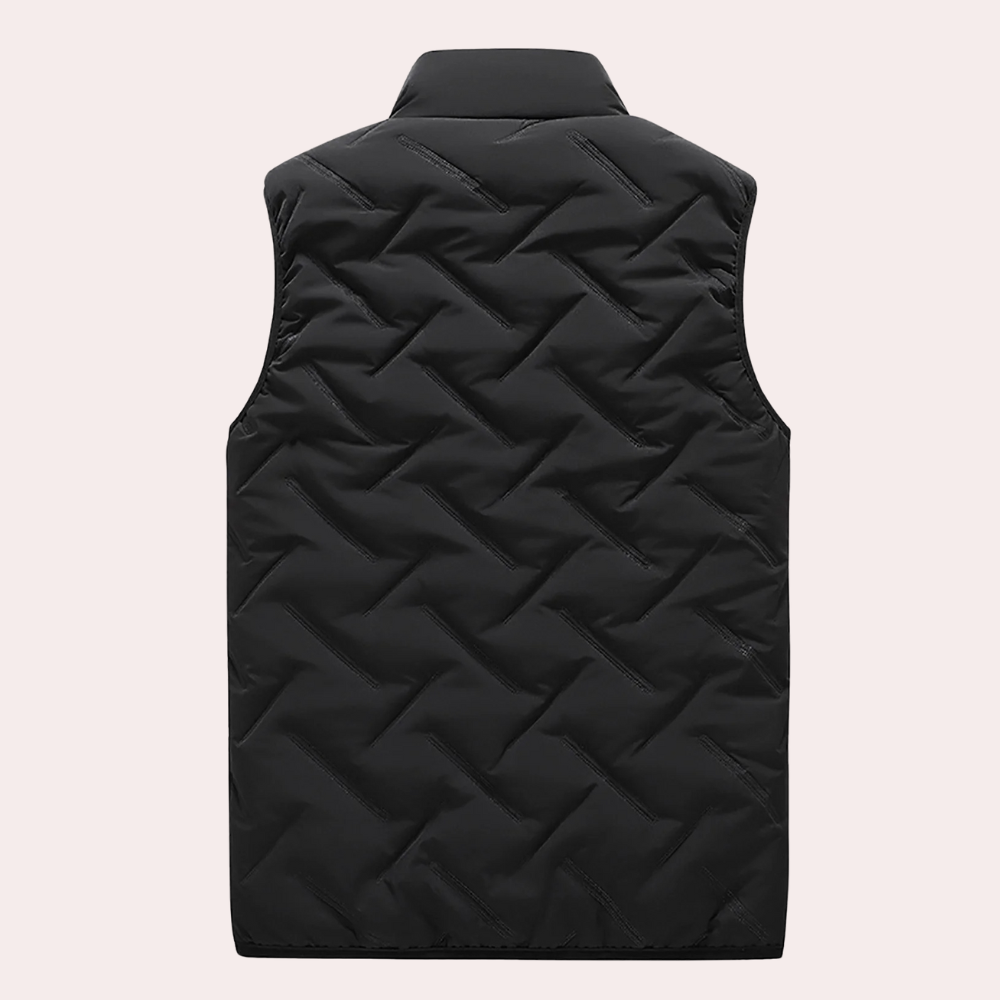 Comfortable men's wool blend bodywarmer vest, ideal transitional outerwear for cool weather.