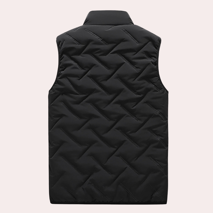 Comfortable men's wool blend bodywarmer vest, ideal transitional outerwear for cool weather.