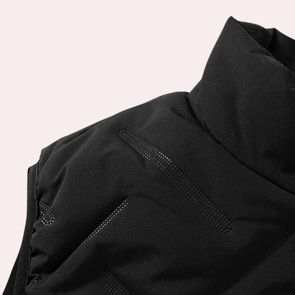 Warm & lightweight men's wool bodywarmer, a practical outerwear piece for active men.