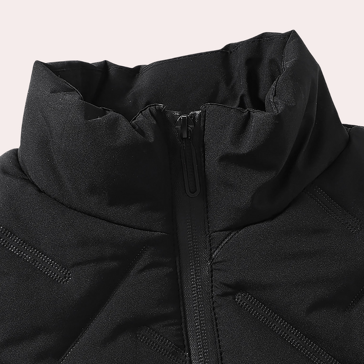 Sleek men's lightweight wool vest with stand-up collar, great for smart-casual layering.