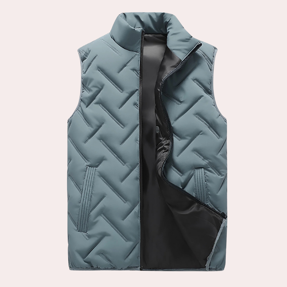 Casual men's lightweight wool vest, offering comfort & warmth without the bulk.