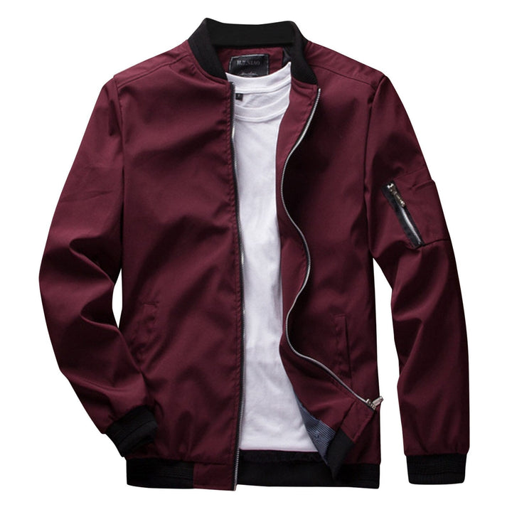 Front view: Orion men's lightweight summer bomber jacket. Zip-up, casual & water-resistant.