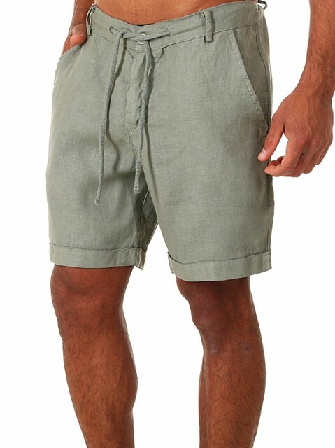 Stylish men's casual linen shorts with elastic drawstring waist for ultimate summer comfort.