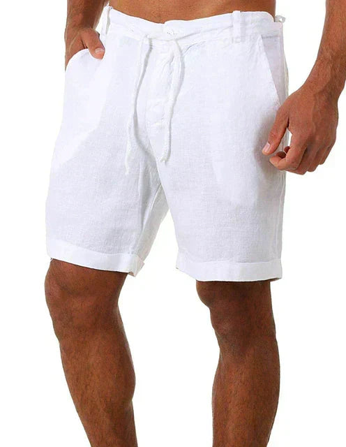 Men's Jasper linen shorts, ideal for summer fashion, offering comfort and a relaxed fit.