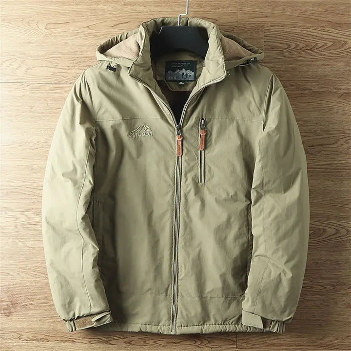 Men's Linton waterproof winter coat, front view. Insulated parka for extreme cold, outdoor activities, and travel.