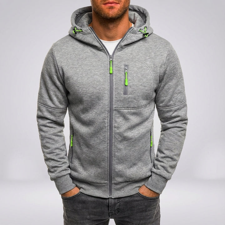 Men's full-zip fleece jacket Logan style, providing warmth for casual outfits.