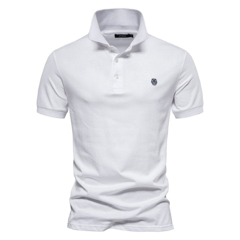 Stylish men's short-sleeve Logan polo shirt, perfect for a smart casual summer look.